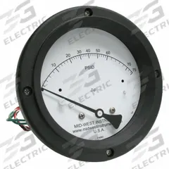 MIDWEST INSTRUMENT Differential Pressure Gauge & Switch: Back, 1/4 in NPT Female, 120, 4 1/2 in Dial (MPN 120AC-00-O-AA-75P). Key specifications — Sensor Type: Piston; Series: 120; Housing Material: Aluminum; Certificate of Calibration: Not Included; Gauge Accuracy: ±3-2-3%.
