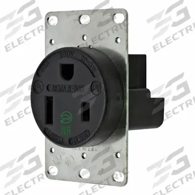 HUBBELL Receptacle: Single, 6-50, Black, 250V AC, 50 A, 2 Pole / 3 Wire (MPN HBL9367) - General Purpose Receptacles
