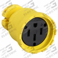 APPROVED VENDOR Straight Blade Connector: 14-50R, 125/250V AC, 50 A, 3 Pole, 4 Wire, Yellow (MPN C1450DF)