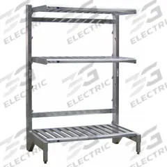 NEW AGE INDUSTRIAL Cantilever Rack: 60 in x 27 in x 72 in, 3 Shelves, 300 lb Shelf Capacity (MPN 99876). Key specifications — Material: Aluminum; Shelf Configuration: Standalone; Brand: NEW AGE INDUSTRIAL.