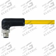 Cordset: M12 Male Right Angle X Bare Wire, 4 Pins, Yellow, TPE, 10 m Cable Lg, 12 A Max Current (A) (MPN 7700-P4111-U0C1000). Key specifications — Cable Jacket Color: Yellow; End 1 Gender: Male; End 1 Mounting Orientation: Right Angle; End 2 Connection Type: Bare Wire; IP Rating: IP67; Brand: MURRELEKTRONIK; Wire Size: 16 AWG; Cable Jacket Material: TPE.