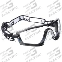 BOLLE SAFETY Safety Goggles: Clear Lens Color, Anti-Fog/Platinum/Scratch-Resistant, Dielectric (MPN 40091). Key specifications — Band Material: Nylon Polyester; Brand: BOLLE SAFETY.