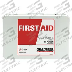 FIRST AID ONLY First Aid Kit and Housing: Bloodborne Pathogen Protection/Gen Purpose, 171 Components (MPN 54619). Key specifications — Adhesive Bandages Included: (8) Knuckle Bandages; Application: Bloodborne Pathogen Protection; General Purpose; Brand: FIRST AID ONLY; Housing Color: White; Housing Material: Metal; Includes Oral or Inhalant Medication: No Medication Included; Mountable: Wall Mount.