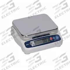 A&D WEIGHING Food Scale: 7 1/2 in Weighing Surface Dp, 9 1/8 in Weighing Surface Wd, 4 in Overall Ht (MPN SJ-5001HS). Key specifications — Readability: 0.002 lb/1 g/0.1 oz; Brand: A&D WEIGHING; IP Rating: Not IP Rated.