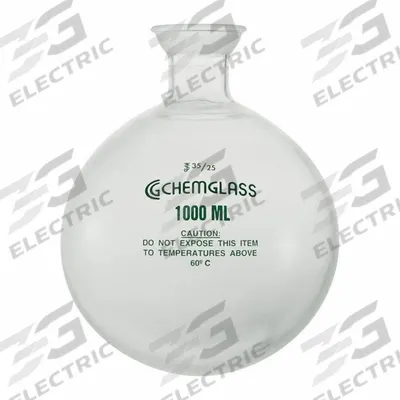 CHEMGLASS Boiling Flask: 2 L, Colorless, Round, A - Glass Boiling Flasks
