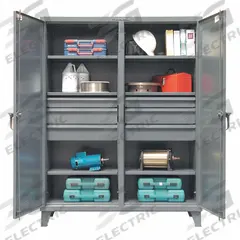 STRONG HOLD Storage Cabinet: 60 in x 24 in x 78 in, 6 (6) Adj Shelves, 6 Drawers, 2 Doors, Legs (MPN 56-DS-246-6DB). Key specifications — Brand: STRONG HOLD; Base Type: Legs; Cabinet Color: Dark Gray; Frame Assembled: Assembled.