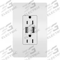 USB Receptacle: Duplex, 5-15R, 2 USB Ports, USB Type A, White, 125V AC, 15 A (MPN TM826USBW). Key specifications — Brand: LEGRAND.