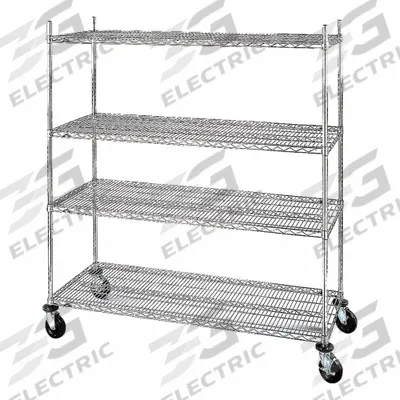 METRO Wire Shelving Unit: 60 in x 18 in x 69 in, Dry, Split Sleeve, 4 Shelves - Mobile Wire Shelving for Dry Use