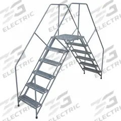 COTTERMAN Crossover Ladder: 4.2 ft Platform Ht, Steel, Serrated, 350 lb Load Capacity - Max, 5 Steps (MPN 5PC60A3B1C1P6). Key specifications — Brand: COTTERMAN; Color: Gray.