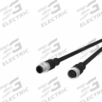 METZ CONNECT Sensor Cable: M12 Male Straight X M12 Female Straight, 4 Pins, Black, PUR - Double-Ended Cordsets with PUR Jacket for Twisting Applications