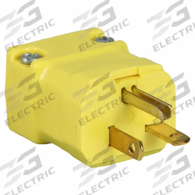 HUBBELL Straight Blade Plug: 6-20P, 250V AC, 20 A, 2 Pole, 3 Blade, Yellow (MPN HBL5464VY) - Hinged Plugs