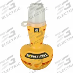 WOBBLE LIGHT Self Righting Job Site Light: LED, 6,000 lm Max Brightness, 1 Levels, 120V AC, Yellow (MPN 111208). Key specifications — attr562822: 120V AC; attr562764: WOBBLE LIGHT; attr562778: Yellow; attr562751: 111208.