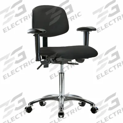 APPROVED VENDOR Ergonomic Chair: Vinyl, Arms Included, Ht Range 21 1/2 in to 29 in, 18 1/2 in Seat Wd - Vinyl Lab Chairs