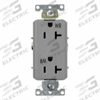LEVITON Duplex Receptacle: Duplex, 5-20, Gray, 125V AC, 20 A, 2 Pole / 3 Wire (MPN WDR20-GY)