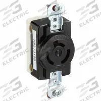 HUBBELL Locking Receptacle: Non-NEMA, Black, 125/250V AC, 20 A Current Rating, 3 Poles, 3 Wires (MPN HBL7310B). Key specifications — Brand: HUBBELL.