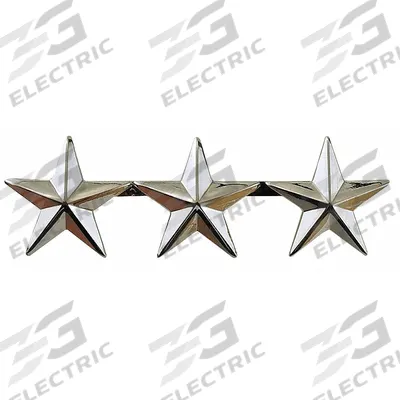 HEROS PRIDE Metal Rank Insignia: (3) Stars, 5/8 in, Silver, Metal, Clutch Pin, Rank Insignia - Metallic Insignia