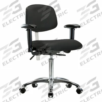 APPROVED VENDOR Cleanroom Task Chair: Vinyl, Arms Included, Ht Range 21 1/2 in to 29 in - Vinyl Cleanroom Chairs