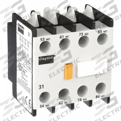 Dayton Auxiliary Contact: 3NO/1NC, 2.5 A Max Current (AC), Front Mount - Dayton Auxiliary Contacts
