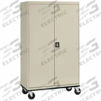 SANDUSKY Storage Cabinet: Hanging Rods/Shelves, Full Ht (59" and Taller), 46 in Overall Wd, Solid (MPN TAWR462472-07). Key specifications — Cabinet Color: Tan; Frame Assembled: Assembled; Brand: SANDUSKY.