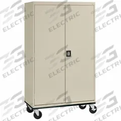 SANDUSKY Storage Cabinet: Hanging Rods/Shelves, Full Ht (59" and Taller), 46 in Overall Wd, Solid (MPN TAWR462472-07). Key specifications — Cabinet Color: Tan; Frame Assembled: Assembled; Brand: SANDUSKY.