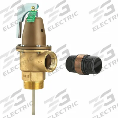 Watts Relief Valve: FNPTF x FNPTF, 1 in x 1 in, Copper Silicon Alloy - ASME Section XIII Hot Water Pressure Relief Valves