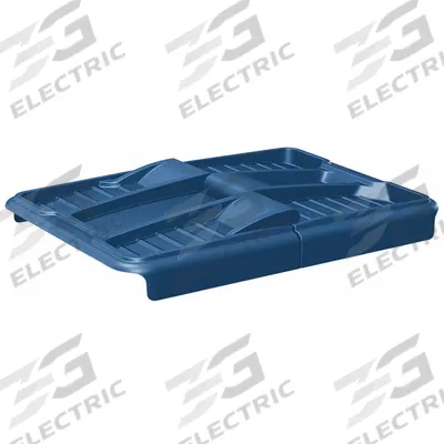 CORTECH Hinged Truck Lid: 53 in L 30 in W 6 in H, Fits 18.7 cu ft, 0.7 cu yd, Blue - Hinged Lids for Flame-Retardant Easy-Drain Dual-Handle Cube Trucks