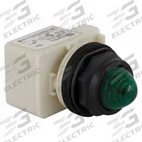 SCHNEIDER ELECTRIC Pilot Light: 30 mm Panel Mounting Size, Green, LED, 9001SK Series (MPN 9001SKP38LGG9). Key specifications — Series: 9001SK; Brand: SCHNEIDER; Includes Push-To-Test: No Push-To-Test Included.