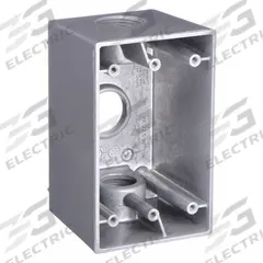 BELL Electrical Box: Aluminum, Rectangular, 1 Gangs, 3/4 in Hub Size, 22.5 cu in Capacity, Gray (MPN 5386-0). Key specifications — Color: Gray; Brand: BELL.