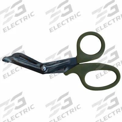 EMI Shears: Shear, Titanium, Angled/Rounded, Plastic, 7 1/2 in Overall Lg, Reusable - Trauma Shears