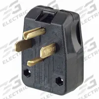 LEVITON Straight Blade Plug: 14-30P/14-50P, 125/250V AC, 30 A_50 A, 3 Pole, 4 Blade, Black (MPN 275-E)