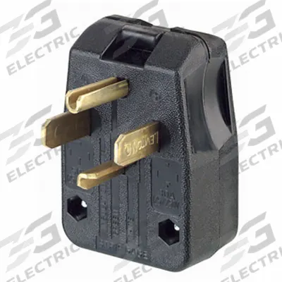 LEVITON Straight Blade Plug: 14-30P/14-50P, 125/250V AC, 30 A_50 A, 3 Pole, 4 Blade - Angled Plugs