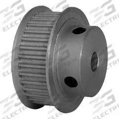 DAYTON Timing Pulley: Modified Curvilinear, Fixed, For GT Timing Belt Section, For 9 mm Belt Wd (MPN 34-3P09M6FA6). Key specifications — Brand: DAYTON; Finish: Clear Anodized; For Belt Series: Powerhouse®.