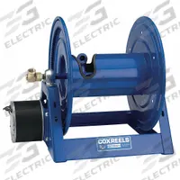 COXREELS Electric Motor Driven Hose Reel: 325 ft (1/2 in I.D.), 17 5/8 in L x 30 in W x 19 3/4 in H (MPN 1125-4-325-E). Key specifications — Motor Type: 1/3 HP 12VDC Motor; Swivel Material: Brass; Hose Capacity: 325 ft (1/2 in I.D.); Overall Dimensions: 17-5/8 in L x 30 in W x 19-3/4 in H; Brand: COXREELS.
