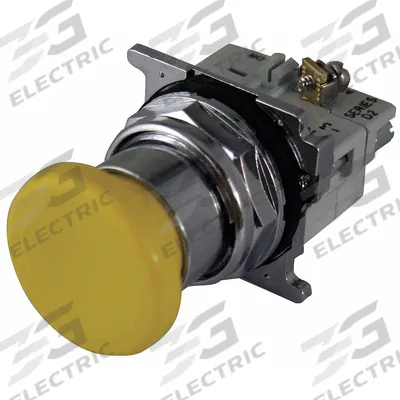 EATON Mushroom Head Push Button: Non-Illuminated, Mushroom Head Profile, Metallic - Mushroom-Head Push Buttons