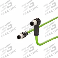 METZ CONNECT M12 Cable: Cat5/PROFINET, M12 Plug Male Straight x M12 plug Male Right Angle, 2 m Lg, D (MPN 142M1D19020). Key specifications — Brand: METZ CONNECT; Cable Jacket Color: Green; End 1 Coding: D; End 2 Coding: D; IP Rating: IPX5; Performance Category: Cat5; PROFINET.