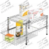 HONEY-CAN-DO Cabinet Organizer: 11 3/4 in Overall Lg, 17 in Overall Wd, 10 1/2 in Overall Ht, Steel (MPN SHF-03525). Key specifications — Color: Silver; Brand: HONEY-CAN-DO; Expandable: No; Material: Steel.