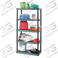 PLANO MOLDING Plastic Shelving: 36 in x 18 in, 74 in Overall Ht, 5 Shelves, Corrosion-Resistant (MPN PLA9618SB). Key specifications — Resistance Properties: Corrosion-Resistant; Frame Material: Plastic; Shelving Material: Plastic; Brand: PLANO MOLDING.