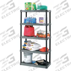 PLANO MOLDING Plastic Shelving: 36 in x 18 in, 74 in Overall Ht, 5 Shelves, Corrosion-Resistant (MPN PLA9618SB). Key specifications — Resistance Properties: Corrosion-Resistant; Frame Material: Plastic; Shelving Material: Plastic; Brand: PLANO MOLDING.