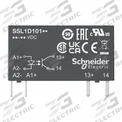 SCHNEIDER Solid State Relay: 2 A Current Rating, 15 to 30V DC, Pin Termination (MPN SSL1A12BDR). Key specifications — attr917425: Pins; attr917448: Socket; attr917409: SCHNEIDER.