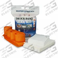 QUICK DAM Flood Control Leak Kit (MPN WU-KIT). Key specifications — Container Color: Black; Container Type: Handle Bag; Fluids Absorbed: Water; Fluids Absorbed - Pads: Water; Includes: (5) Drip Mats; Product Type: Indoor Emergency Leak Kit; Brand: QUICK DAM.