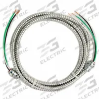 SOUTHWIRE Metal Clad Whip: 12 AWG, 2 Conductors, Copper, 15 ft, Aluminum, Std, Snap In, THHN/THWN (MPN 56482501). Key specifications — Whip Fitting Type: Snap In; Brand: SOUTHWIRE.