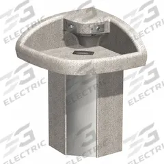 ACORN Wash Fountain: Smoky Granite, Corterra®, Corner, 26 3/4 in Overall Wd, P-Trap Drain, Wash-Ware (MPN 3622-0001). Key specifications — Bowl Shape: Corner; Drain Type: P-Trap; Color: Smoky Granite; Brand: ACORN; Series: Wash-Ware; Sink Material: Corterra®; ADA Compliant: ADA Compliant.