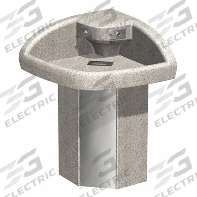 ACORN Wash Fountain: Smoky Granite, Corterra, Corner, 26 3/4 in Overall Wd, P-Trap Drain - Sensor-Operated Wash Fountains