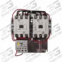 EATON NEMA Magnetic Motor Starter: Reversing, 3 Poles, NEMA Size 1, 27 A, 120V AC Coil (MPN AN59DN0A5E005). Key specifications — Brand: EATON; Auxiliary Contact Form: 1NO; Coil Voltage: 110/120V AC; Phase: Three; Operator: None; Operator Controls: None; Auxiliary Contacts Included: 1NO; Signaling Features: Pilot Light.