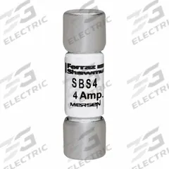 MERSEN Fuse: SBS Series, Midget, Fast-Acting, 4 A, 600 V AC, 13/32 in x 1 3/8 in, Non-Indicating (MPN SBS4). Key specifications — attr1287209: SBS; attr211192: MERSEN.