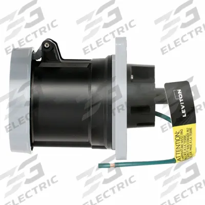 LEVITON Pin and Sleeve Receptacle: Black, 347/600V AC, Three Phase, 100 A, 4 Pole - Washdown-Rated Receptacles