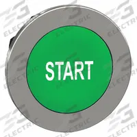SCHNEIDER ELECTRIC Push Button Head: 30 mm Panel Size, Non-Illuminated, Metallic, Start, Green (MPN ZB4FA333). Key specifications — Manufacturer Part Number: ZB4FA333; Compatible Operator Illumination: Non-Illuminated; Compatible with Series: XB4; Head Attachment Type: Screw-On; Head Material: Metal; Brand: SCHNEIDER; Legend: Start.