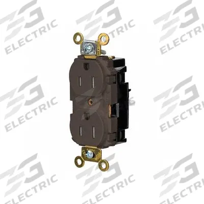 HUBBELL Receptacle: Duplex, 5-15, Brown, 125V AC, 15 A, 2 Pole / 3 Wire (MPN HBL5262STTR) - General Purpose Receptacles