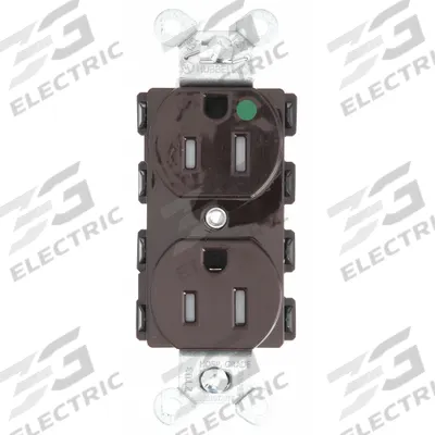 HUBBELL Receptacle: Hospital Grade Fed. Spec., Duplex, 5-15R, Brown, 125V AC, 15 A - General Purpose Receptacles