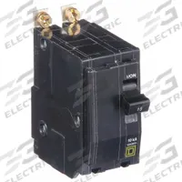 SQUARE D Miniature Circuit Breaker: 15 A, 120/240V AC, Single Phase, 10kA at 120/240V AC, 2 Poles (MPN QOB215HID). Key specifications — Phase: Single; Amps: 15 A; AC Voltage Rating: 120/240V AC; Max. AIR Rating: 10kA at 120/240V AC; For Use With: Square D NQOD Panelboards; Brand: SQUARE D.